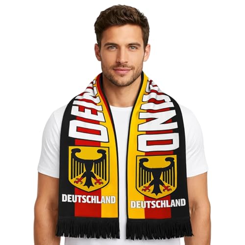 JrnSvp Deutschland Schal, Fussball WM 2026, 145 x 17 cm mit Fransen Fanartikel, Halstuch für Stadionbesuche und Nationalmannschaft Unterstützung (Schwarz)