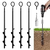 14.4'' Ground Anchors Screw in - Heavy Duty for High Winds - Ground Stakes Earth Anchors - Shed Anchor Kit Auger Anchor, Swing Set, Tent, Trampoline, Gazebo, Carport, Trap Anchors Hurricane Tie Down