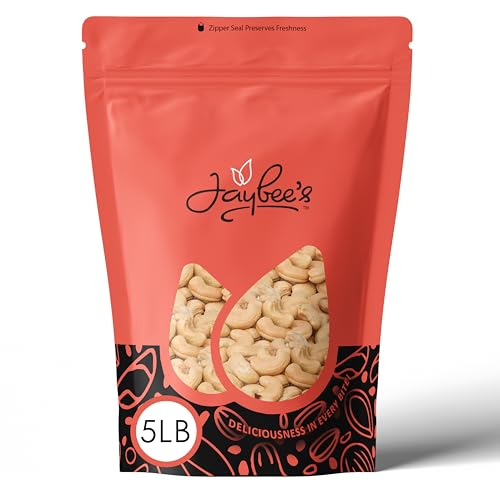 Raw Whole Cashews 5 Lbs Bulk Resealable Bag – Natural
