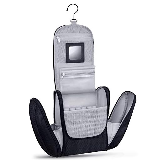 KRONIFY Bolsa de Aseo para Colgar Hombres y Mujeres I Neceser cosmético Hombre Grande Mujer para Maletas y Equipaje de Mano I Neceser de Viaje (Negro)