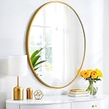 SCWF-GZ 36x24 Oval Mirror Round Full Length Wall Mounted Hanging or Against Wall Metal Frame Dressing Make-up Mirrors for Entryway Bedroom Bathroom Living Room 36 24 inch Gold