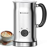 Milk Frother, Huogary Electric Stainless Steel Milk Steamer and Frother with Hot or Cold Milk Foam, Automatic Milk Warmer