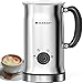 Milk Frother, Huogary Electric Stainless Steel Milk Steamer and Frother with Hot or Cold Milk Foam, Automatic Milk Warmer