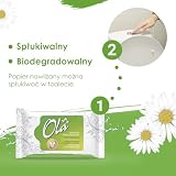 OLA Nawilżany papier toaletowy z ekstraktem z rumianku i kwasem mlekowym - spłukiwalny - Połączenie nawilżanego papieru i mokrej chusteczki - oczyszcza okolice intymne - do skóry wrażliwej - 40 sztuk
