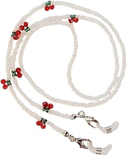 حزام حامل النظارات الشمسية، سلسلة النظارات، سلاسل النظارات، حبل قصير لؤلؤي، اسود لؤلؤي، مقاس واحد