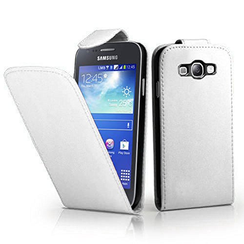 VCOMP® Housse Coque Etui Rabattable en Simili Cuir pour Samsung Galaxy Trend Lite S7390/ Galaxy Fresh Duos S7392 - Blanc