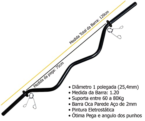 Barra Oca W 1,20 Com Presilhas Suporta 60Kg