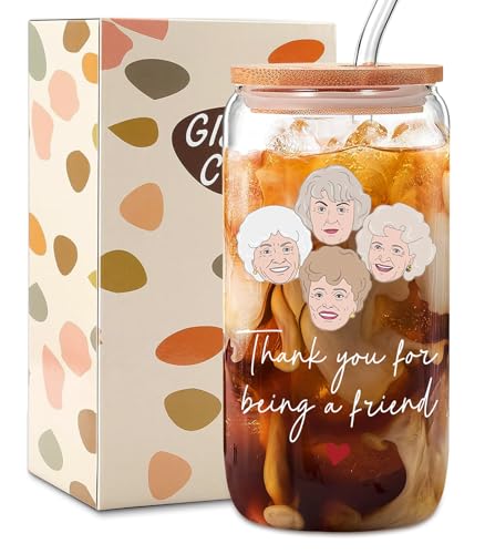 AKAQCHANG Thank you for Being a Friend,Golden Girls Merchandise Ornament Keepsake,Friend Women Thank You Gifts,Birthday Christmas Gifts for Men Golden Girls Fans,16 Oz Can Glass