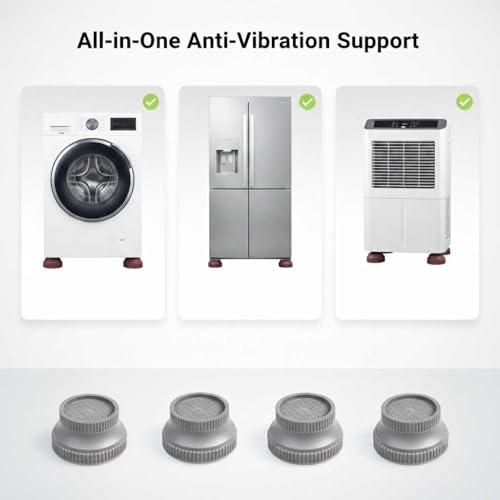 Image of SAI PRASEEDA Anti-Vibration Washing Machine Pads | 1 Set (4 pcs) | Grey | Round Shape | Stands for Washer, Fridge, Furniture, Beds, Tables, Sofa | Shock & Noise Reduction