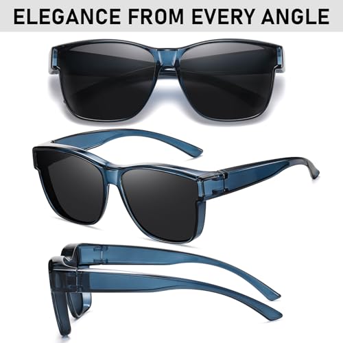 Image of GEGURI Polarized Sunglasses Fit Over Glasses for Men Women, Oversized Square Sun Glasses UV400 Protection Shades