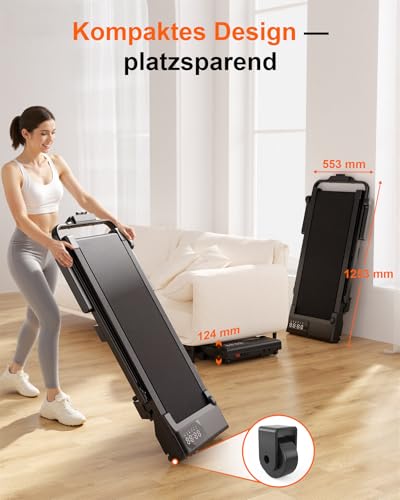 Superun Walking Pad mit Steigung 6% – Laufband für Zuhause max 6km/h & 12km/h mit App und Fernbedienung – Laufband Schreibtisch max 136 kg mit Multi-Runner-Rennen und Training Courses