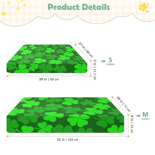 Drap-housse imperméable en mousseline St. Patrick vert trèfle pour lit bébé 132x71 cm