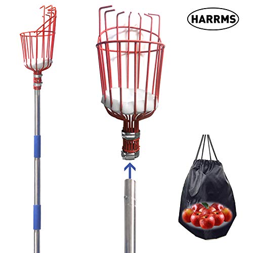 Harrms Fruit Picker Pole Tool, 8 FT Fruit Picker with Lightweight Aluminum Telescoping