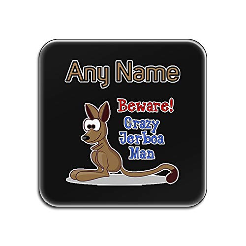 Dessous-de-verre Crazy Jerboa Man personnalisable lot de 4 carrés noirs - 2