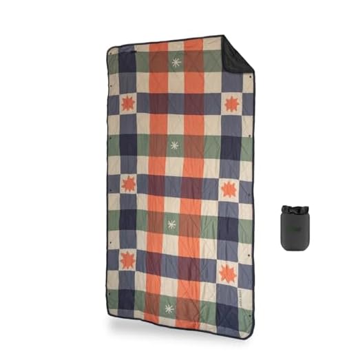 Gravel UltraPak™ Packable Puffy Camping Blanket – Lightweight Outdoor Blanket Waterproof for Camping, Hiking & Travel – Compact Puffy Blanket, Durable 20D Nylon, Easy Clean, Hands-Free Snap, Plaid