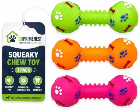 GoPrimeNest Squeaky Chew Toy for Dogs, 3 Pack