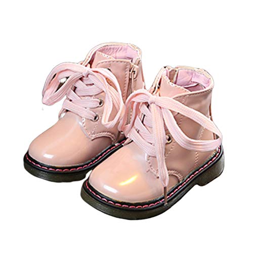 Daclay Kids Shoes Girls and Boys Boots Children's Martin Boots Short Boots Velvet Waterproof (5.5 Toddler,Pink)