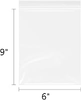 Vista 2 de Bolsas de plástico transparente con cierre de cremallera de 6 x 9 pulgadas (100 unidades) - Bolsas de polietileno con cremallera de 2 mil