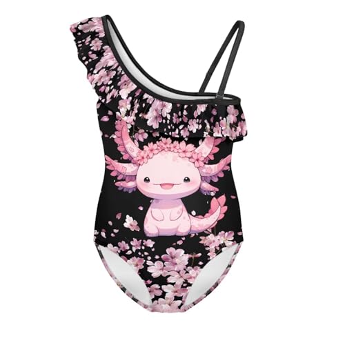 Image of Girls One Piece Swimsuit Ruffled Halter Bathing Suit with Adjustable Strap Beach Sport Swimwear for 3-14 Years