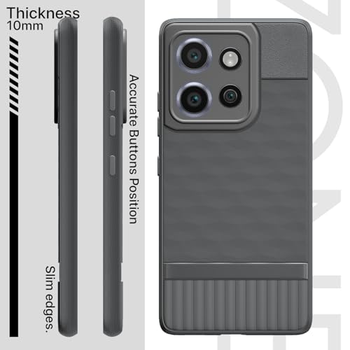 Image of Pikkme Back Cover for Moto Edge 50 Neo 5G Camera Protection 3D Hexa Cube Design Silicone Protective Bumper Case (Grey)