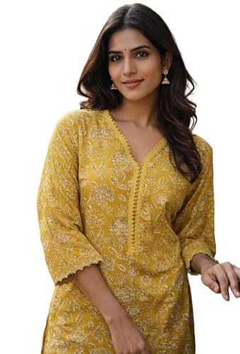 Image of Women's Pure Cotton Regular Fit Floral Printed A-Line Kurta
