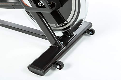 Foto von moma bikes Indoor Bike mit Schwundgrad 24 kg., Bildshirm LCD, 4 Herzsensoren im Lenker integriert., ergonomischer Sattel.
