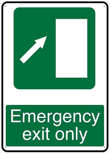 8"x12" Rust Free Aluminum Metal Sign - Emergency Exit Only Right Top Green - Printed With Graphics, Easy To Mount, Indoor & Outdoor Use
