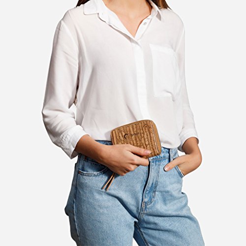 Image of Corkor Small Wallet Women RFID Blocking Cards Coin Pocket Vegan Gift Cork Clutch Zebra