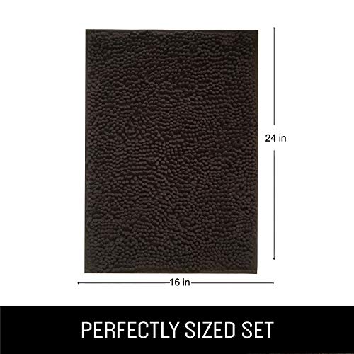 Image of Lushomes Bathroom Mat, 1200 GSM Floor Mat with High Pile Microfiber, Anti Skid mat for Bathroom Floor (16 x 24 Inch, Single Pc, Brown)