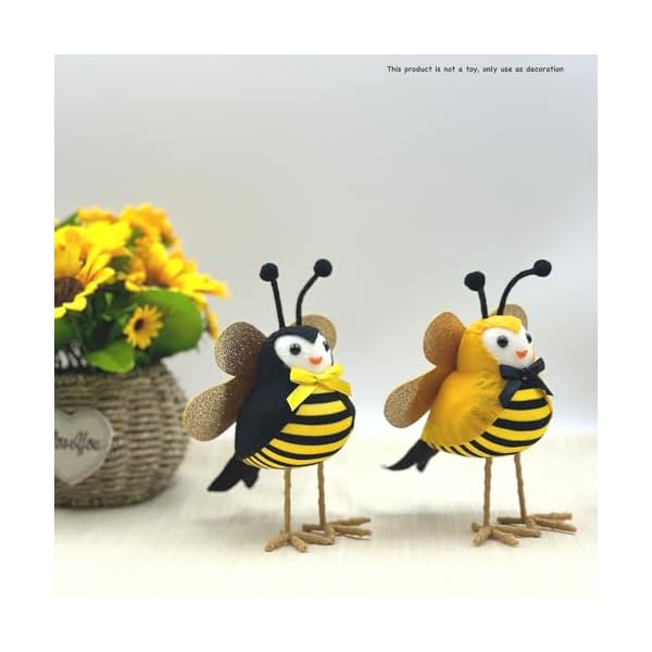 2pcs bee elements featherly friends birds decorationhoney bee decorations for home spring tabletop decor bee figurines for tiered tray farmhouse style bumblebee ornaments  urban country home decor