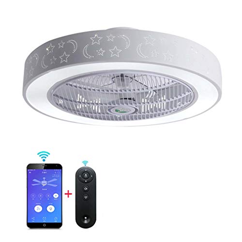 Preisvergleich Produktbild LED Musik Deckenleuchte mit Bluetooth Lautsprecher, 20 '' moderne unsichtbare Deckenventilatoren mit Beleuchtung und Fernbedienung, 36W dimmbare und farbwechselnde Deckenleuchte für Wohnzimmer,B