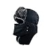 Winter Trooper Hat ，Water Resistant Hat with Detachable Facemask Mask ，Ear Flap Chin Strap with Windproof Mask (Black)