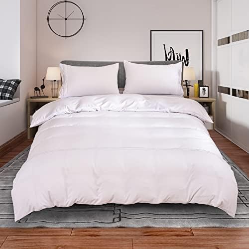 Amazon 布団カバー ダブル 4点セット おしゃれ 刺繍 ベッドカバー ピーチスキン加工 床单 ベッドシーツ 無地 ポリエステル生地 丈夫で耐用 ベッドカバー しわににくい 丸洗い Mh Mylune Home 寝具カバーセット オンライン通販