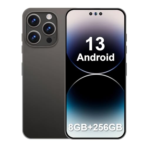 Livinyteb Unlocked Phone A14 PROMAX Android Smartphone 8GB RAM + 256GB Storage 50MP + 24MP Cameras 6800mAh Battery 6.7-Inch HD Display 5G Dual SIM Unlocked Cell Phone (Black)