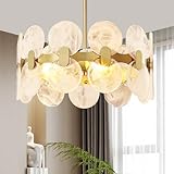 Dnshjue Modern Chandelier - Chic Cloud-Shaped Glass Pendant Light for Dining Room, Living Room, Kitchen Island,Bedroom,Unique Art Deco Design with Gold Finish – ETL Listed and Adjustable Height