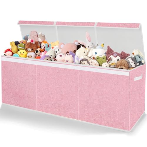 Toy Storage for Girls – Extra Large Kids Toy Box Chest,Collapsible Toy Organizers and Storage for Nursery,Playroom,Office 35.8″x12.6″x16″(Pink)