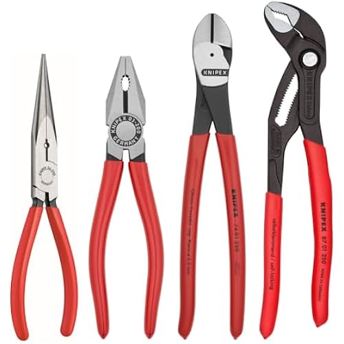 Knipex Tools 9K 00 80 94 US Cobra Combination Cutter and Needle Nose Pliers Set (4 Piece)