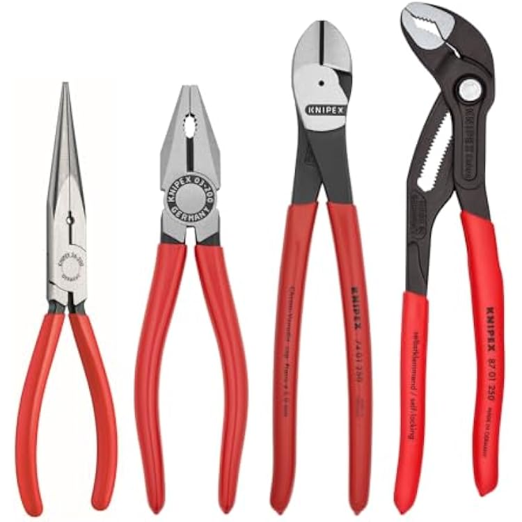 Knipex Tools 9K 00 80 94 US Cobra Combination Cutter and Needle Nose Pliers Set (4 Piece)
