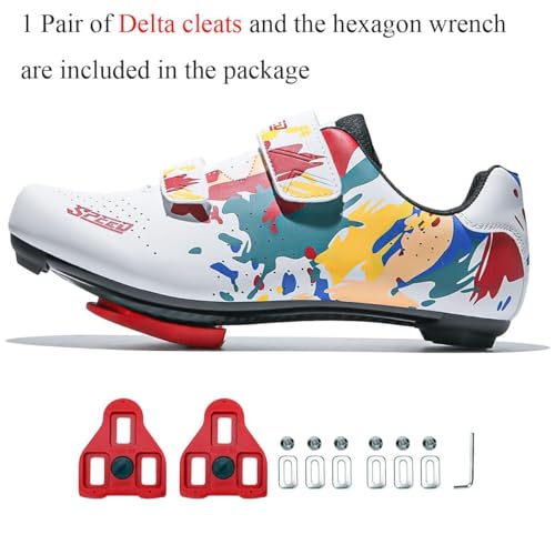 Image of Women & Men Cycling Shoes Compatible with Peloton Bike Indoor Road Riding Biking Bike Shoes with Delta Cleats Included