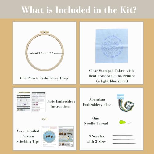 Image of La glaneuse Embroidery Kit for Adult, Beginner Funny Animal Embroidery Kit of Positive Sea Otter Pattern with Positive Healing Quotes as Mental Health Hobby