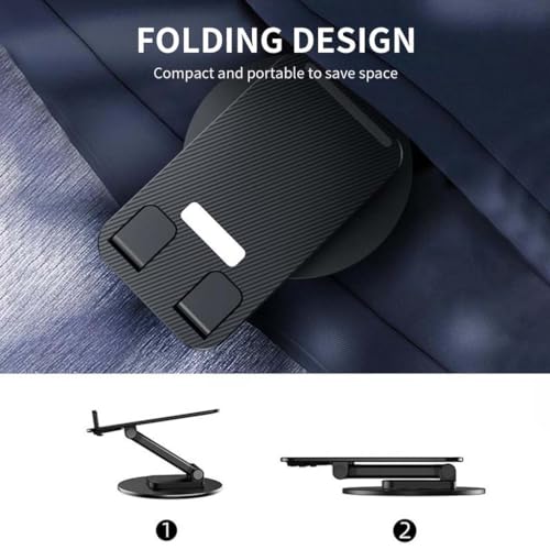 Image of AeroGrip Mobile Stand for Desk, 360 Rotatable Adjustable Height Phone Stand, Tabletop Holder, Anti-Slip Metal Base Foldable Portable Stand for iPhone 17 /16 /15, Samsung Galaxy & Smartphones