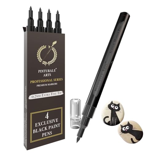 Pinturale Arts Black Paint Pen Set (4, 0.7mm) for Crafts