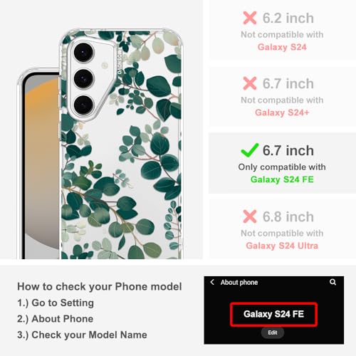 MOSNOVO Case for Samsung Galaxy S24 FE, [Buffertech 6.6ft Military-Grade Drop Protection] [Anti Peel Off Tech] Clear TPU Bumper Phone Case Cover Design - Eucalyptus by MOSNOVO - Used condition - Image 2