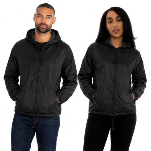 Image of Style It Up Unisex Mens Ladies Water Resistant Plain Raincoat Kagools Jacket Hooded Cagoule (Black, L)