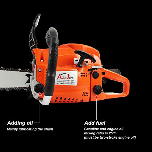 AUTOJARE New Gas Chainsaw,20'' Bar 52cc Gas Powered Chainsaw 2 Stroke Handed Petrol Gasoline Chain Saw for Cutting Wood