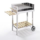 GLÜHZONE HKG 500 - Holzkohlegrill XXL Edelstahl Grillwagen...