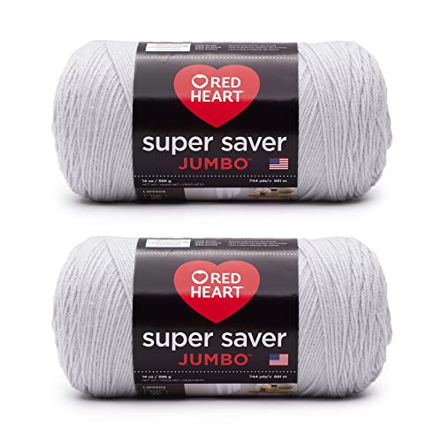 Image of Red Heart Super Saver Jumbo Light Gray Yarn - 2 Pack of 14oz /396g - Acrylic - 4 Medium (Worsted) - 744 Yards - Knitting /Crochet