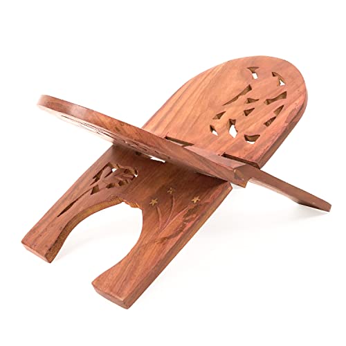 Image of Naayaab Craft Luxury Sheesham Wooden Book Holder | Religious Book Stands | Wooden Rehal - Size (13 Inch)