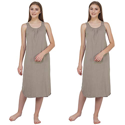 Image of BLAZON Women's Cotton Hosiery Solid Maxi Nighty Slip (Pack of 2) Available Sizes: S, M, L, XL, 2XL, 3XL, 4XL, 5XL