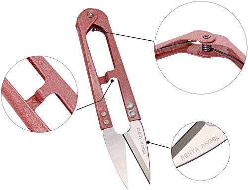 2Pcs Multicolor Mini Sewing Scissors Clipper With 2Pcs Leather Scissors Sheath Cover Small Embroidery Thread Thrum Yarn Trimming Nipper For Stitch Diy Supplies (Pink/Gray) #TOP2